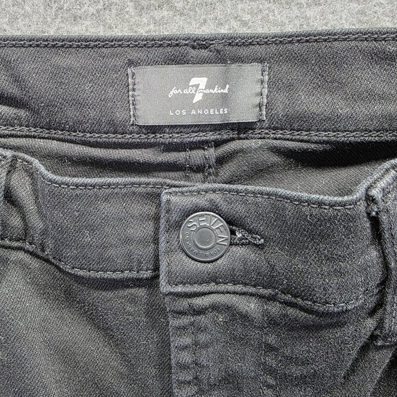 7 For All Mankind Jeans Womens 27 Black High Waist Slim Kick Distressed Ripped - Picture 3 of 12